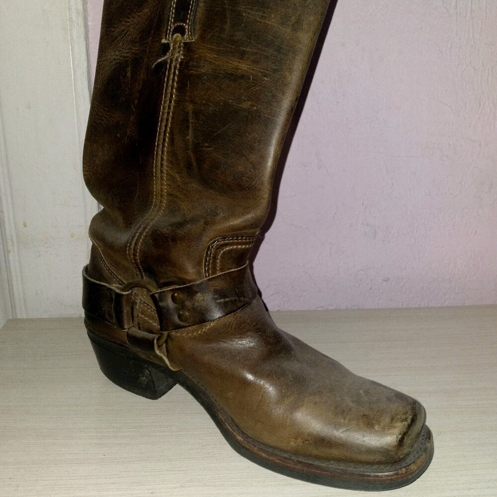 COPY - Square toe leather buckle boots